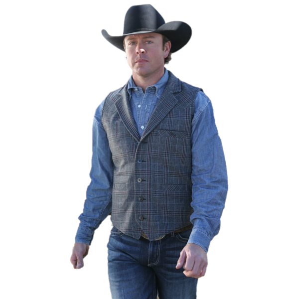 Cinch® Men's Plaid Wool Black & Grey Button Down Vest DWV2009001