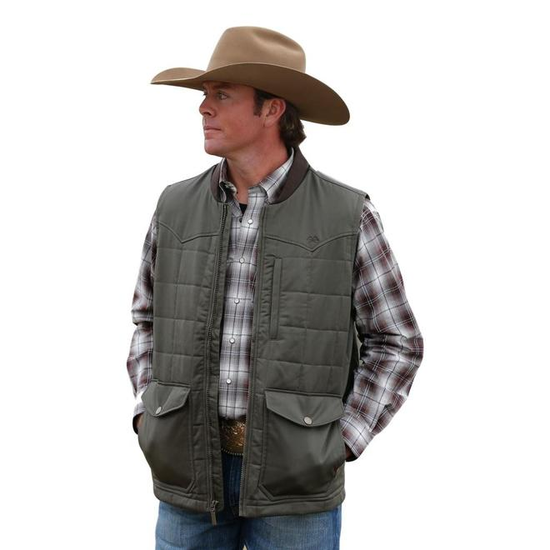 Cinch® Men's Western Wax Coated  Brown Zip Up Vest DWV2012001