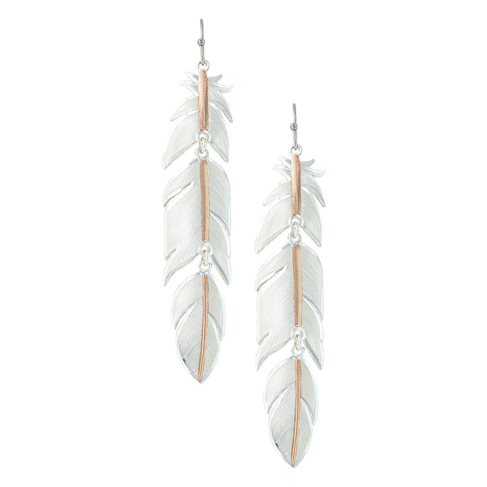 Montana Silversmiths Ladies Two Tone Swaying Feather Earring ER1618RG