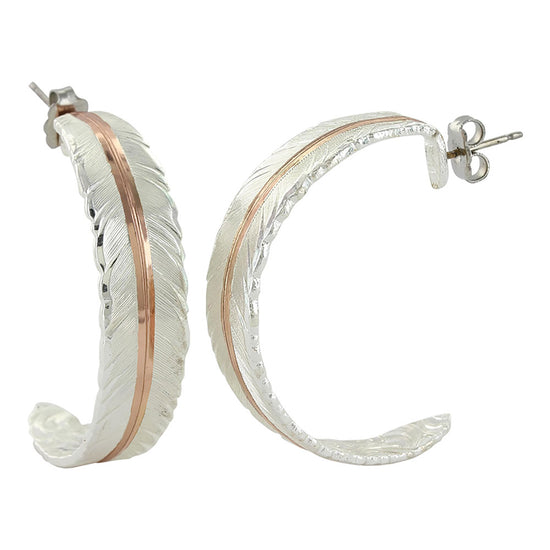 Montana Silversmiths Ladies Feather Hoop Earrings ER3430RG