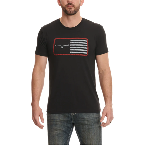 Kimes Ranch Men's American Trucker Flag Graphic Black T-Shirt ES-12011314