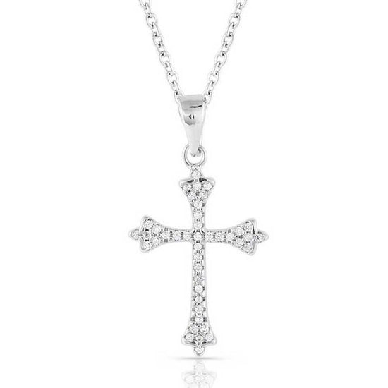 Montana Silversmiths® Ethereal Crystal Cross Silver Necklace NC5169
