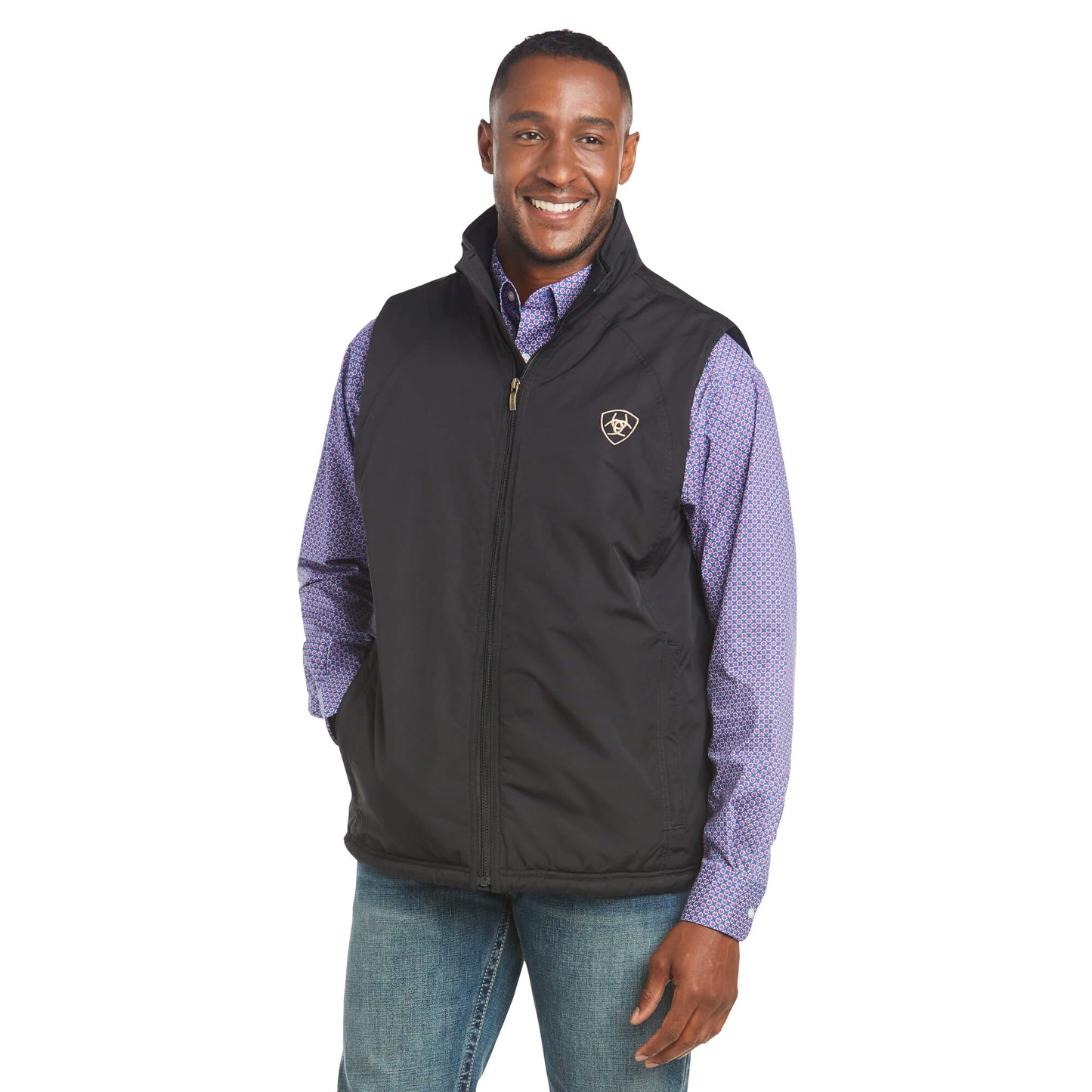 Ariat® Men's Team Logo Black Softshell Zip-Up Vest 10017000