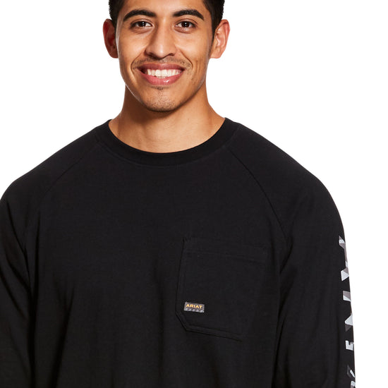 Ariat® Men's Rebar CottonStrong  Black Camo Logo Work T-Shirt 10027903
