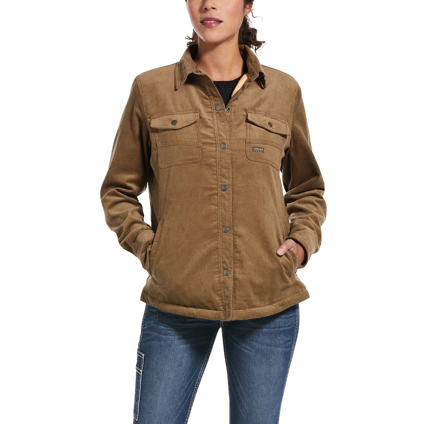 Ariat® Ladies Rebar Sherpa-lined Corduroy Brown Shirt Jacket 10032876