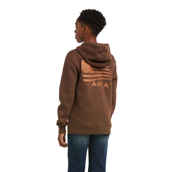 Ariat® Youth Boy's Patriot 2.0 Tan & Dark Brown Sweatshirt 10037002