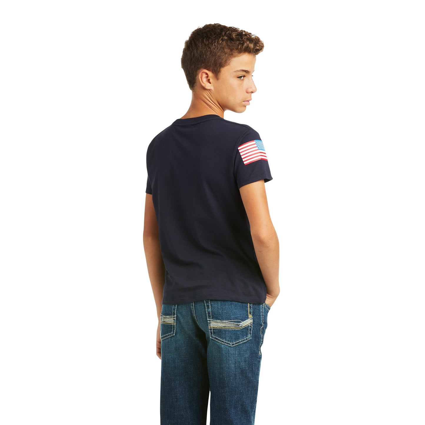 Ariat Children's Branded Short Sleeve USA Flag Navy T-Shirt 10037015