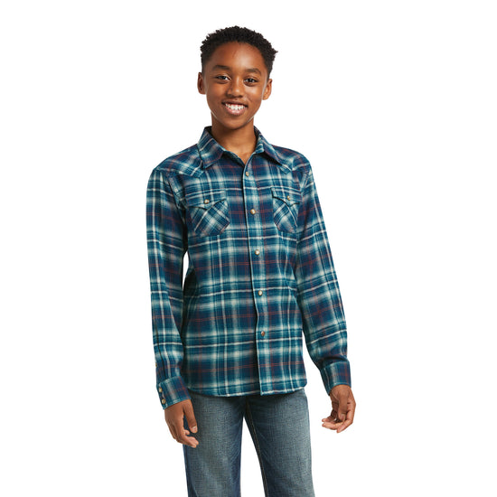Ariat® Children's Hastings Retro Teal Long Sleeve Snap Shirt 10038070