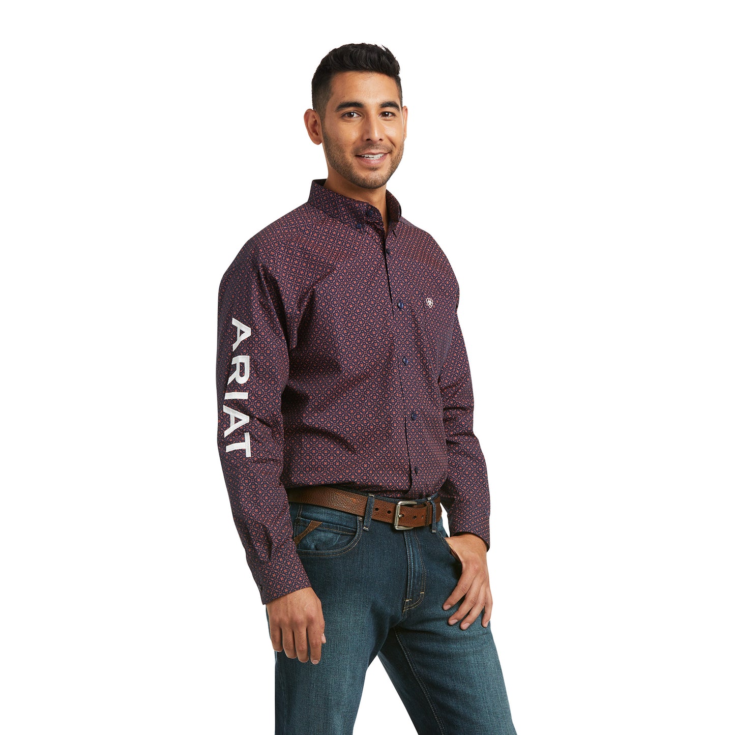 Ariat Men's Team Rives Casual Series Navy Long Sleeve Shirt 10037069
