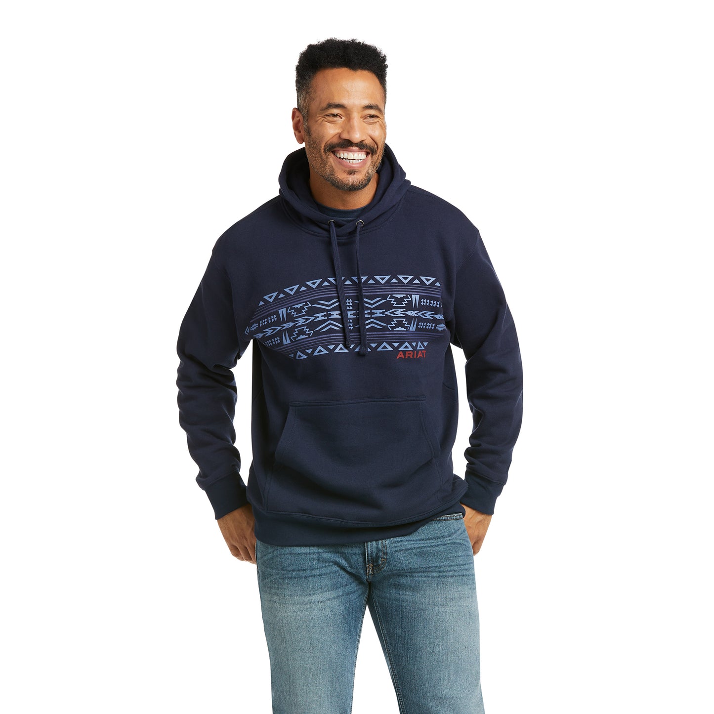 Ariat Men's Basic Navy Southwest Graphic Hooded Sweatshirt 10037263