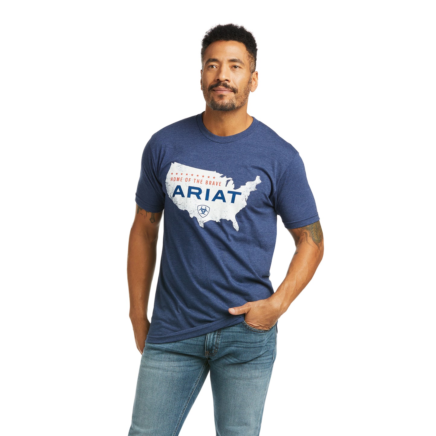 Ariat Men's Home of the Brave Short Sleeve Navy BlueT-Shirt 10037836