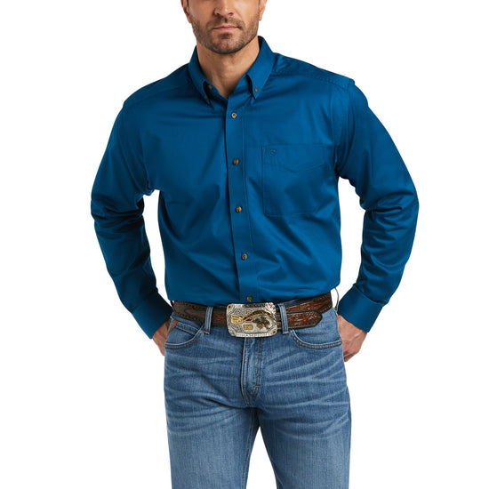 Ariat Mens Solid Twill Classic Long Sleeve Berlin Blue Shirt 10038013
