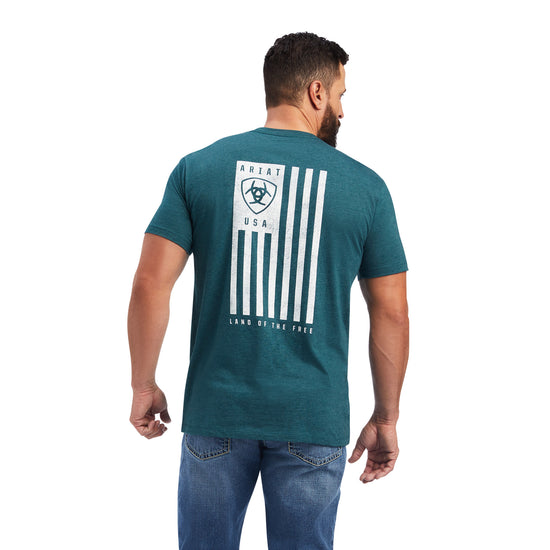 Ariat® Men's Vertical Flag Tee Shirt Green Short Sleeve Tee Shirt 10038468