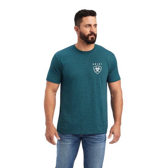 Ariat® Men's Vertical Flag Tee Shirt Green Short Sleeve Tee Shirt 10038468