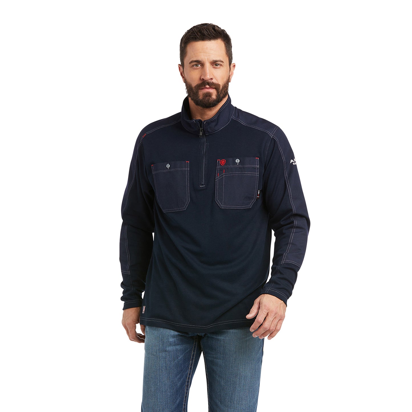 Ariat® Men's FR Duralight Navy 1/4 Zip Work Shirt 10035378