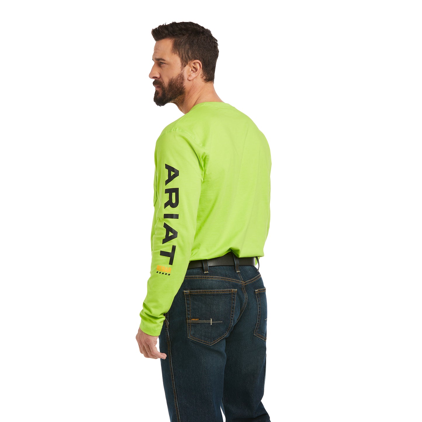 Ariat Men's Rebar Workman Logo Lime Long Sleeve Tee Shirt 10037406