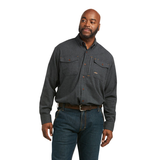 Ariat® Men's Rebar Flannel DuraStretch­™ Charcoal Work Shirt 10037412