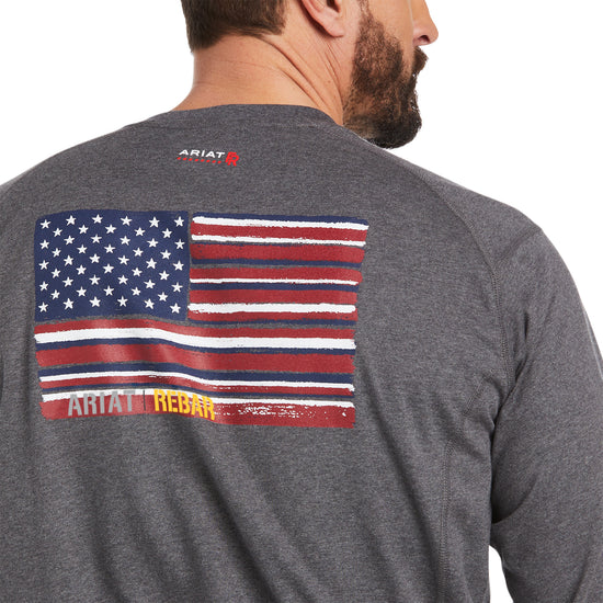 Ariat® Men's FR Air Brand Flag Charcoal Heather Graphic Shirt 10037621