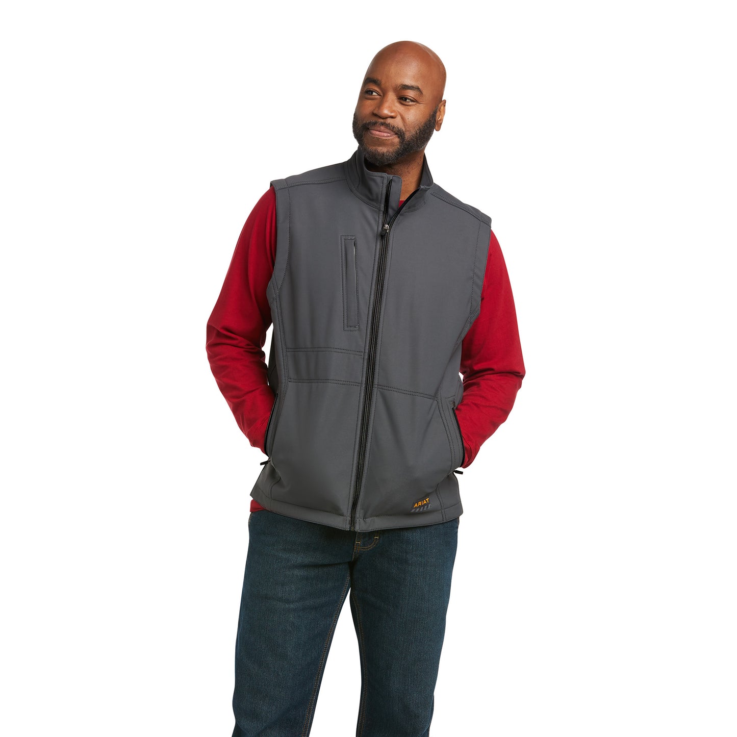 Ariat® Men's Rebar Stretch Canvas Grey Softshell Vest 10037634