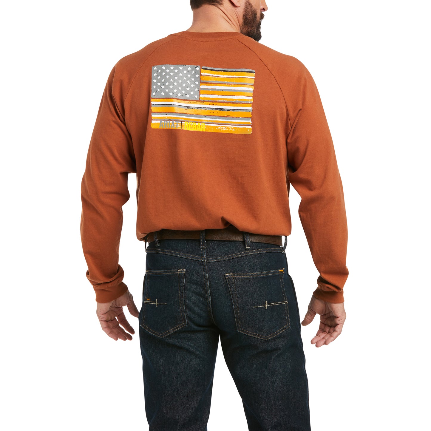 Ariat® Men's Rebar CottonStrong™ Brand Flag Copper T-Shirt 10037701