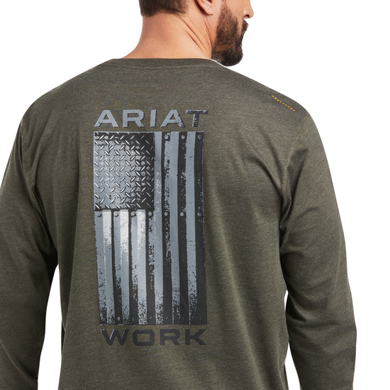 Ariat Men Rebar Workman Alloy Flag Sage Heather Graphic Shirt 10037704