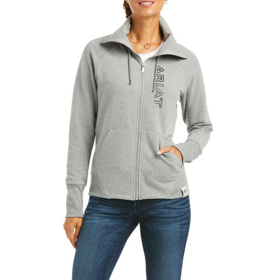 Ariat Ladies Team Logo Heather Grey Full Zip Sweatshirt 10037614