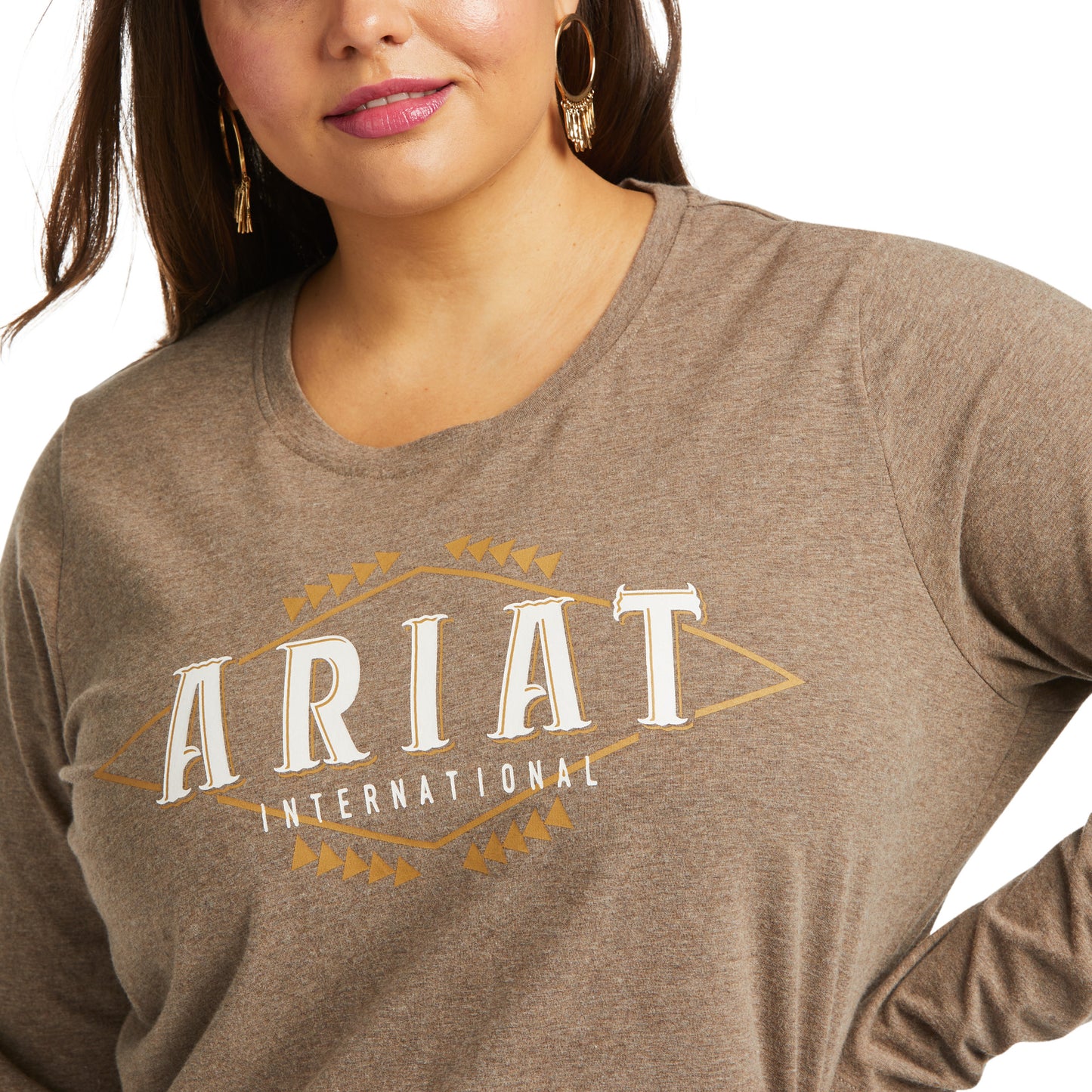 Ariat® Ladies REAL Logo Flourish Brown Long Sleeve T-Shirt 10036964