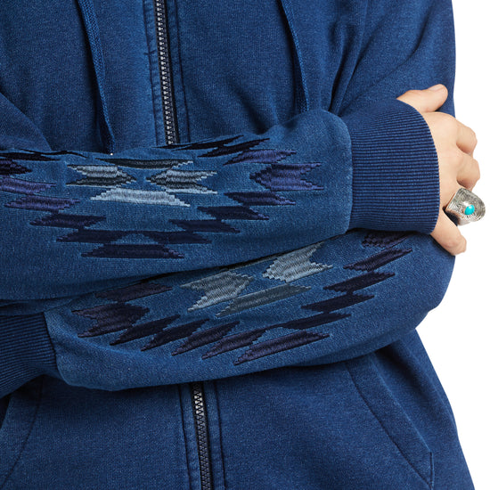 Ariat® Ladies Knit Denim Full Zip Blue Velvet Hoodie 10036993
