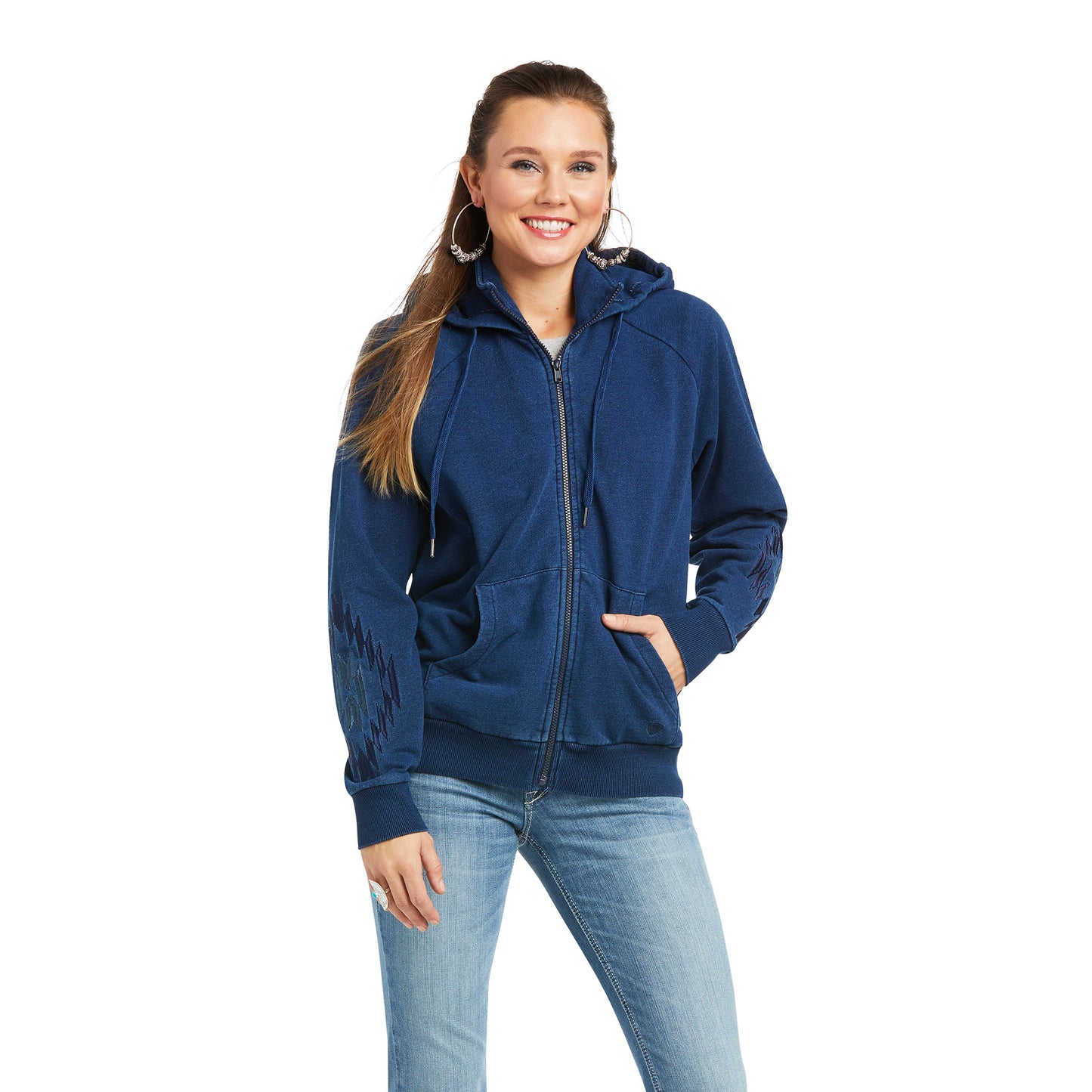 Ariat® Ladies Knit Denim Full Zip Blue Velvet Hoodie 10036993