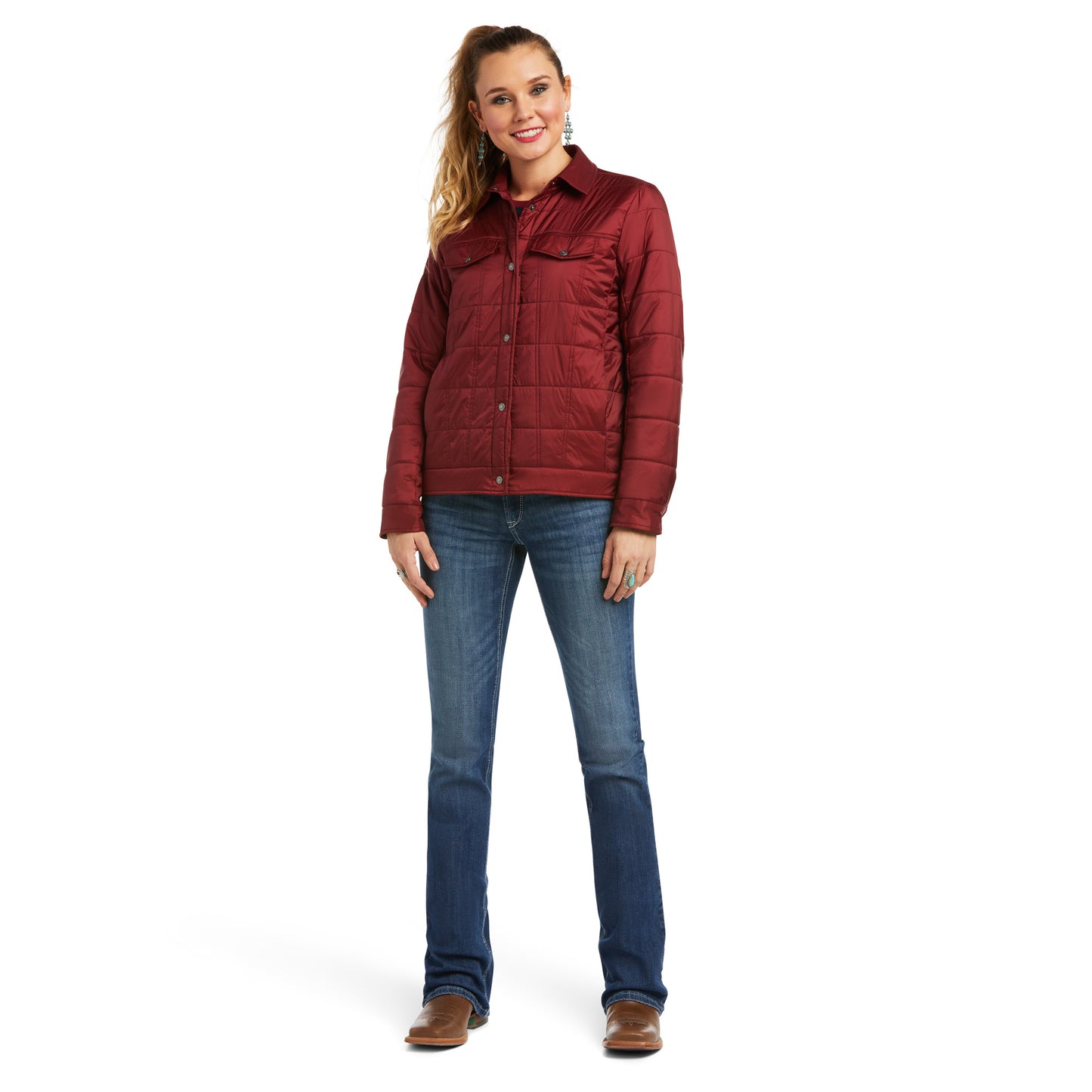 Ariat® Ladies REAL Puffer Trucker Insulated Rhubarb Jacket 10036995