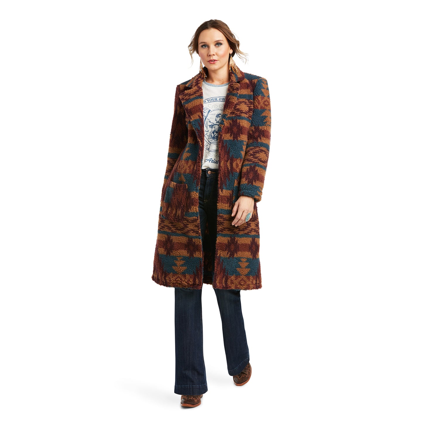 Ariat® Ladies Katharine Multi Color Aztec Sherpa Long Coat 10037241