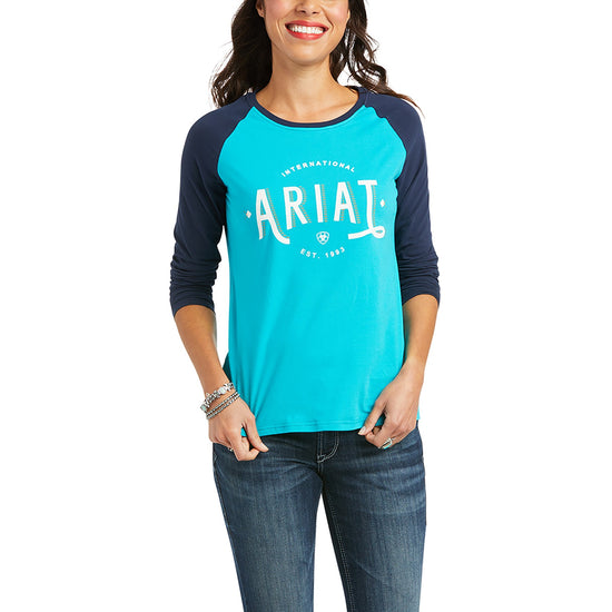 Ariat® Ladies Loop Blue and Navy Baseball Long Sleeve T-Shirt 10037295