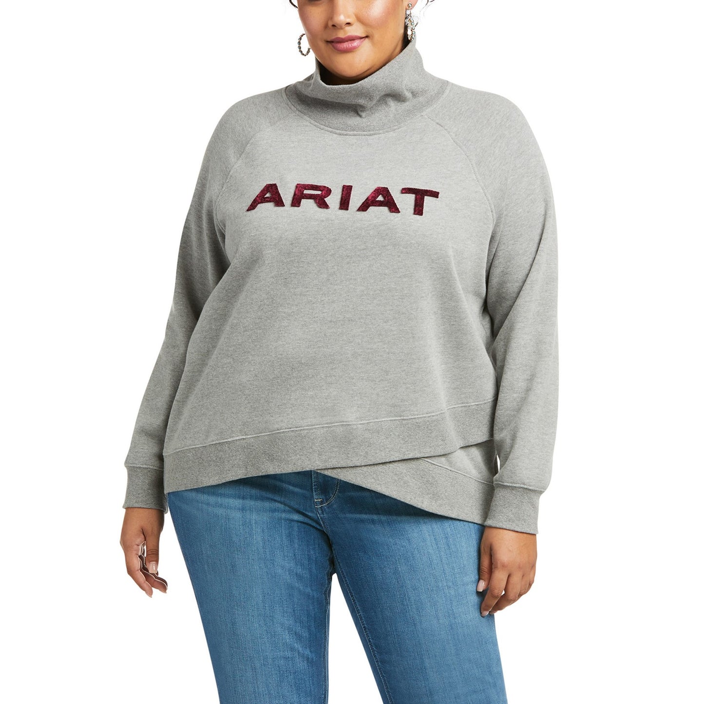 Load image into Gallery viewer, Ariat Ladies REAL Crossover Heather Gray Sweatshirt 10037572
