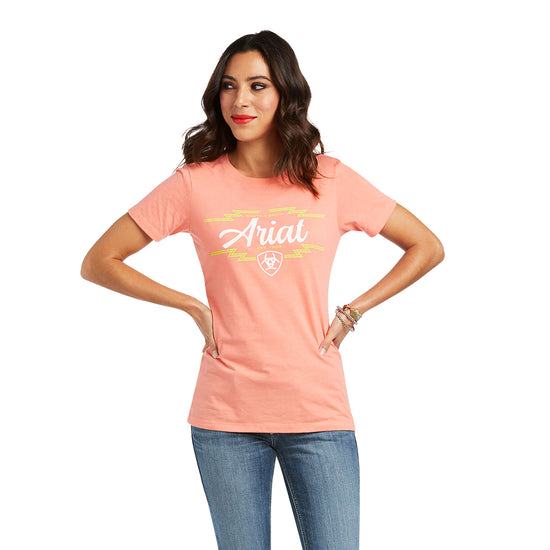 Load image into Gallery viewer, Ariat® Ladies Southwestern Cotton SS Pink T-Shirt 10037936
