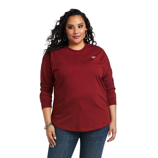 Ariat® Ladies REAL Over Sized Long Sleeve Rhubarb T-Shirt 10037960