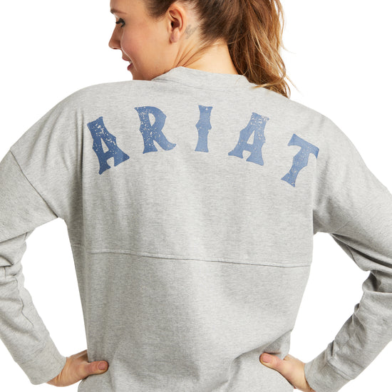 Ariat Ladies REAL Oversized Long Sleeve Heather Grey T-Shirt 10038077