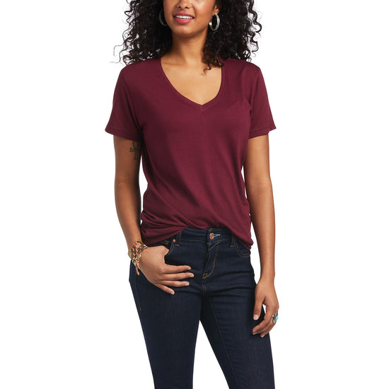 Ariat Ladies Element Short Sleeve Wine Red T-Shirt 10038218