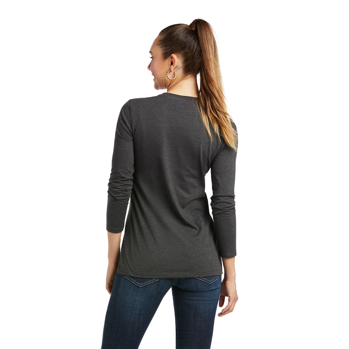 Ariat® Ladies Serape Long Sleeve Charcoal Heather T-Shirt 10038637