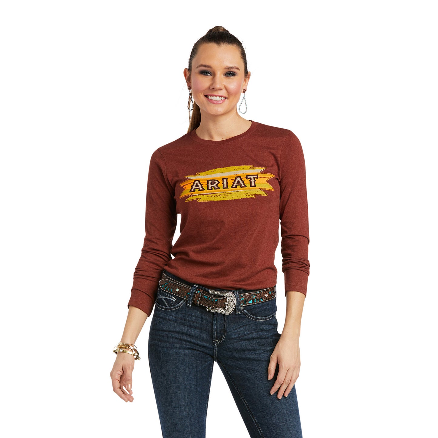 Ariat Ladies Serape Long Sleeve Rust Heather T-Shirt 10038638