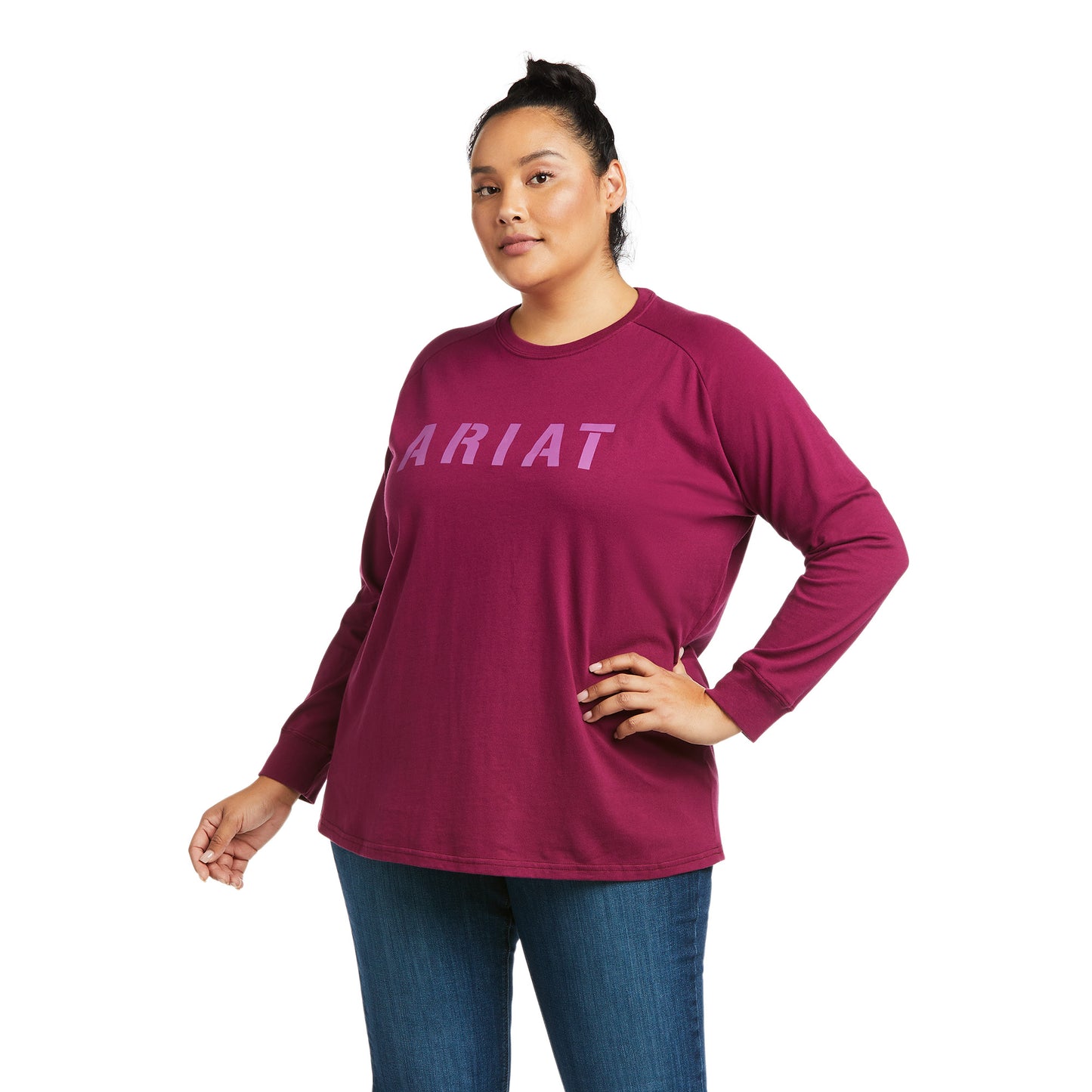Ariat® Women's Rebar CottonStrong™ Purple Long Sleeve T-Shirt 10037435