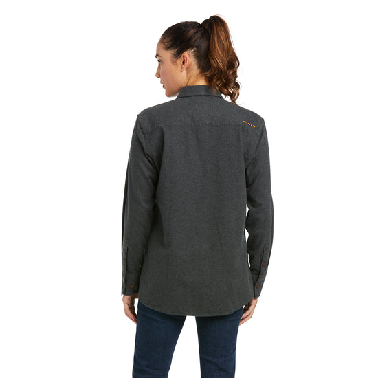 Ariat® Ladies Rebar Flannel DuraStretch™ Charcoal Work Shirt 10037478