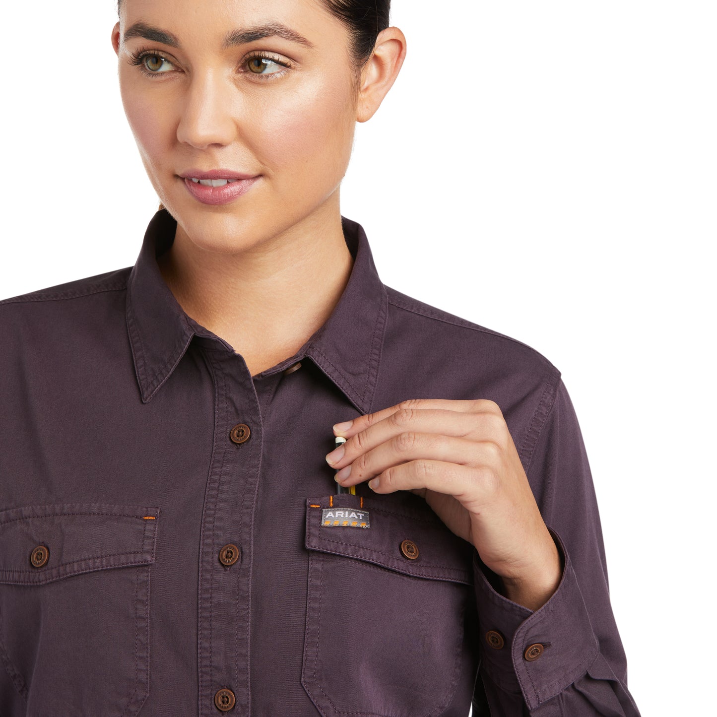Ariat Women's Rebar Washed Twill Plum Perfect Work Shirt 10037591