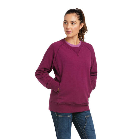 Ariat Ladies Rebar Workman Washed Fleece Purple Sweatshirt 10037604