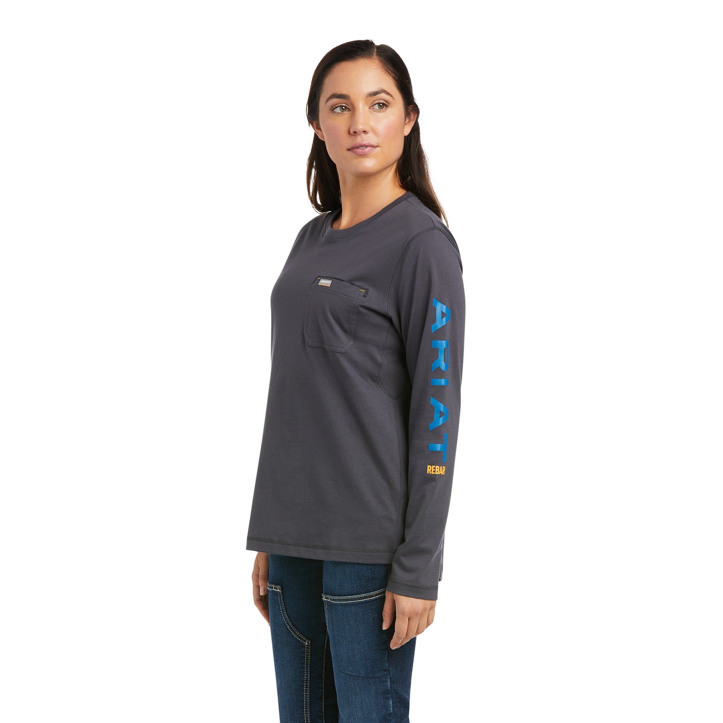 Ariat® Women's Workman Logo Grey Long Sleeve T-Shirt 10037657