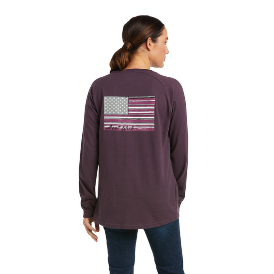 Ariat® Women's Rebar CottonStrong™ Plum Perfect Flag T-Shirt 10037702
