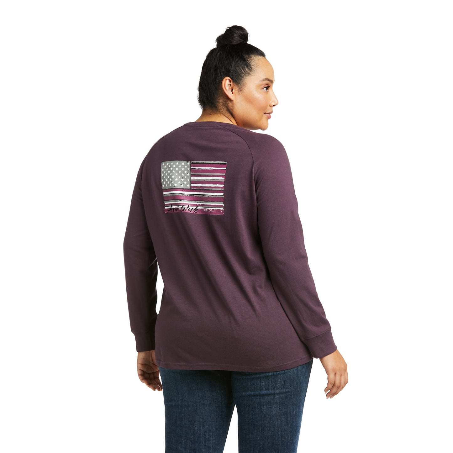 Ariat® Women's Rebar CottonStrong™ Plum Perfect Flag T-Shirt 10037702