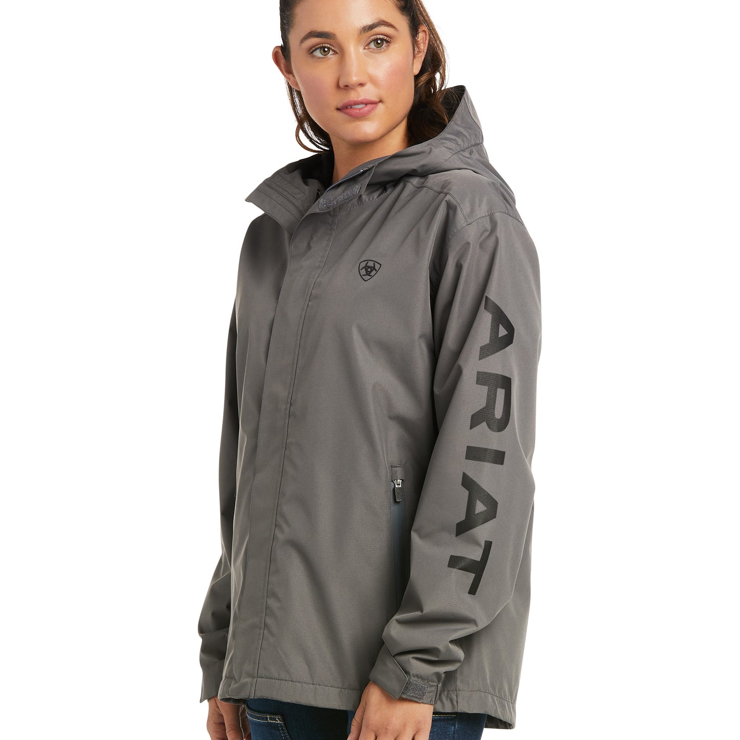 Ariat® Ladies Rebar Stormshell Logo Waterproof Grey Jacket 10037843