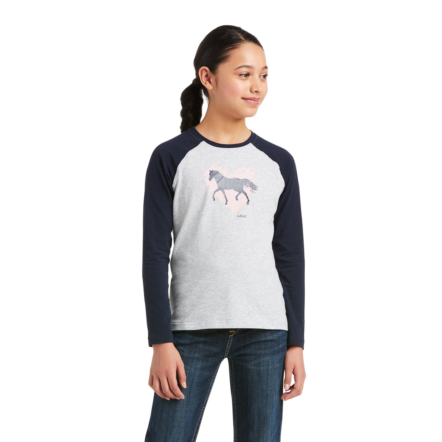 Ariat® Children's Heart of my Heart Long Sleeve Grey T-Shirt 10037350