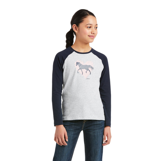 Ariat® Children's Heart of my Heart Long Sleeve Grey T-Shirt 10037350