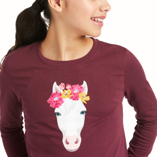Ariat Children's Flower Crown Long Sleeve Windsor Wine T-Shirt 10037351